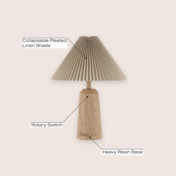 Arvid 20.5" Rustic Scandinavian Resin/Iron Lighthouse LED Table Lamp with Pleated Shade - JONATHAN Y